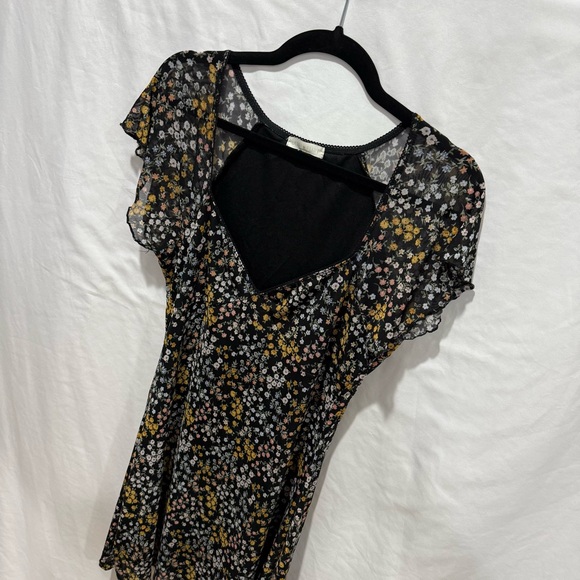 Ultra Flirt Mesh Floral Mini Dress XL Sheer Layered Y2K Indie Grunge Babydoll - Picture 2 of 14
